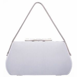 🆕 N by Nina Silver Satin Evening Clutch with Chain Handle